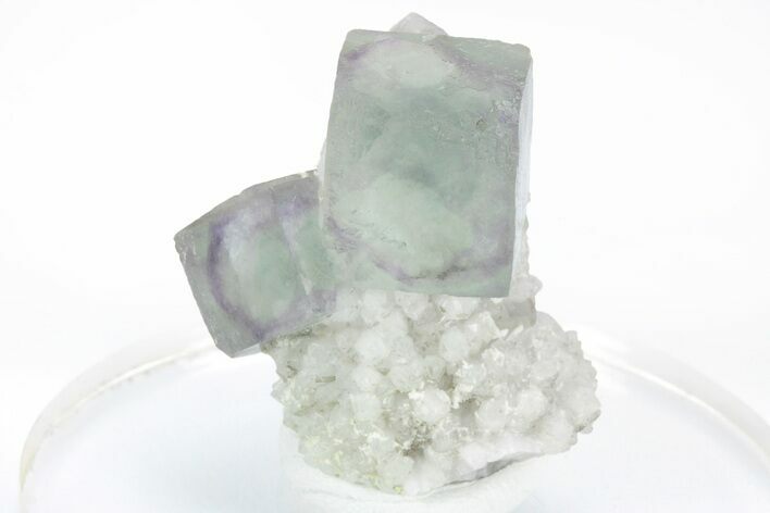 Green-Purple, Cubic Fluorite Crystals on Quartz - Inner Mongolia #216767